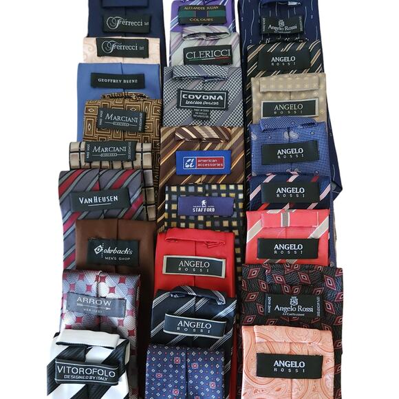 25 pc lot men's neck ties bundle Angelo Rossi Stafford Geoffrey Beene Van Heusen - Picture 2 of 2